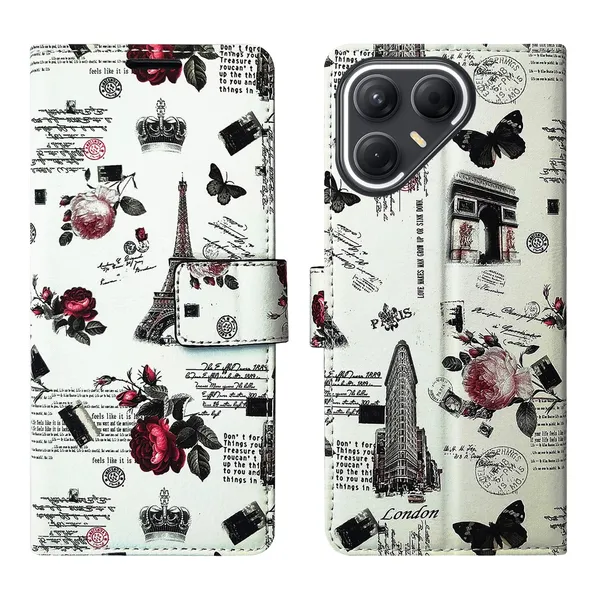 White_Tower_Flip_Cover_for_Tecno_Pova_7_Pro_5G|_Leather_Finish|Shock_Proof|Magnetic_Clouser_Compatible_with_Tecno_Pova_7_Pro_5G_(White)