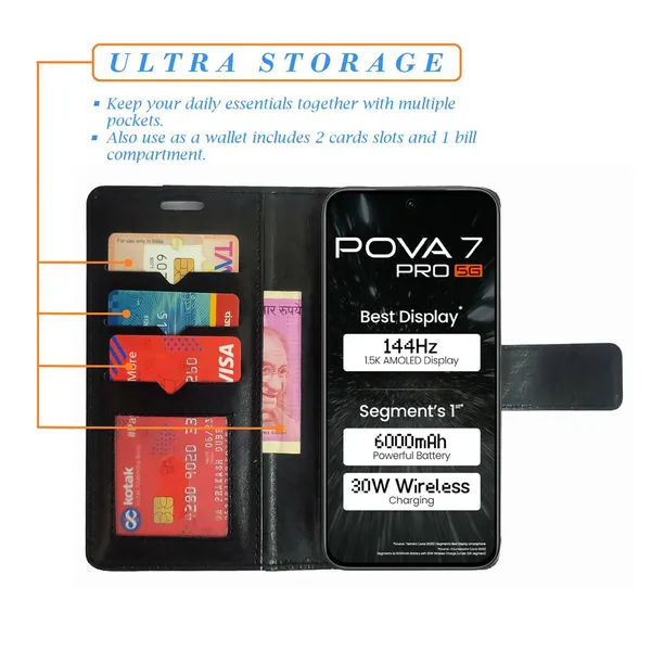 Black_GP_Flip_Cover_for_Tecno_Pova_7_Pro_5G|_Leather_Finish|Shock_Proof|Magnetic_Clouser_Compatible_with_Tecno_Pova_7_Pro_5G_(Black)
