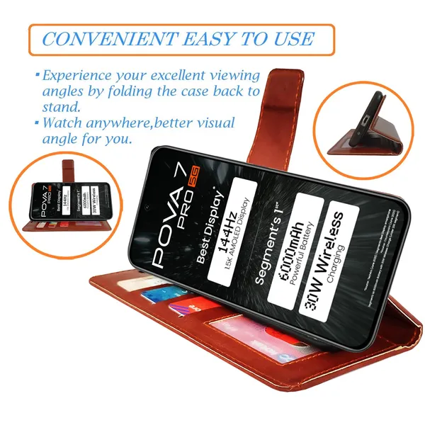 Brown_GP_Flip_Cover_for_Tecno_Pova_7_Pro_5G|_Leather_Finish|Shock_Proof|Magnetic_Clouser_Compatible_with_Tecno_Pova_7_Pro_5G_(Brown)