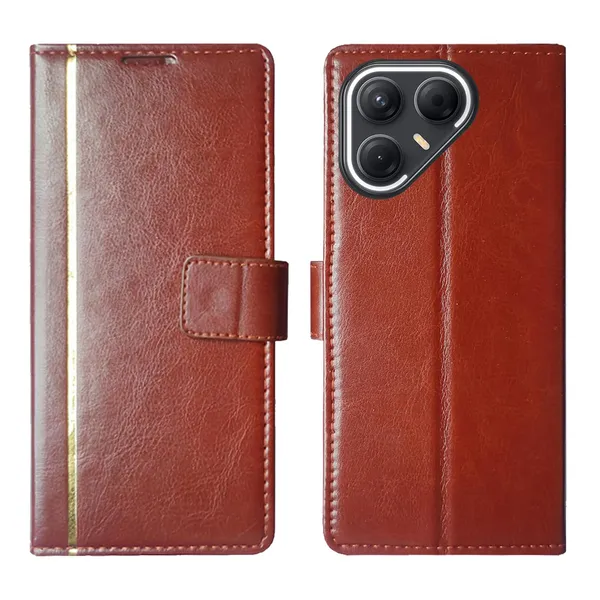 Brown_GP_Flip_Cover_for_Tecno_Pova_7_Pro_5G|_Leather_Finish|Shock_Proof|Magnetic_Clouser_Compatible_with_Tecno_Pova_7_Pro_5G_(Brown)
