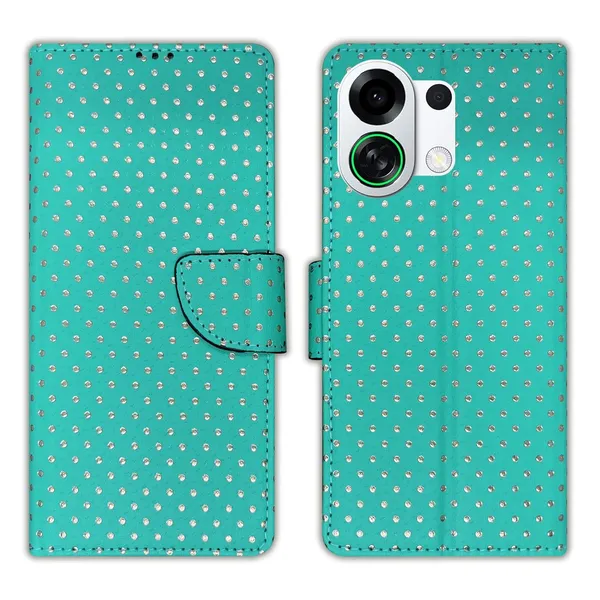 Aqua_Marine_Green_Dot_Flip_Cover_for_Oppo_K13_Turbo_5G|_Leather_Finish|Shock_Proof|Magnetic_Clouser_Compatible_with_Oppo_K13_Turbo_5G_(Green)