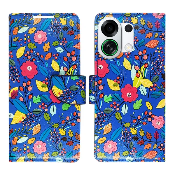 Garden_Blue_Flip_Cover_for_Oppo_K13_Turbo_5G|_Leather_Finish|Shock_Proof|Magnetic_Clouser_Compatible_with_Oppo_K13_Turbo_5G_(Blue)