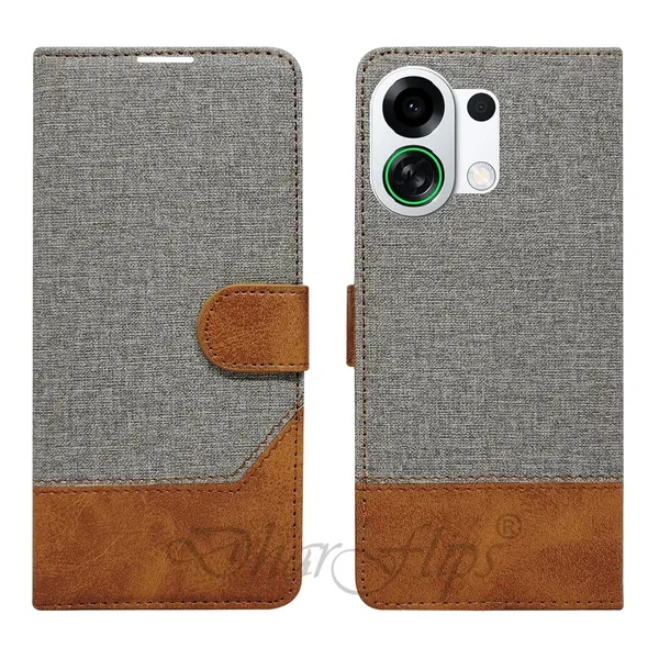 Khadi_Gray_Flip_Cover_for_Oppo_K13_Turbo_5G|_Leather_Finish|Shock_Proof|Magnetic_Clouser_Compatible_with_Oppo_K13_Turbo_5G_(Gray)