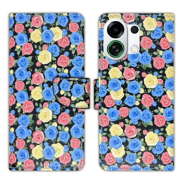 Rose_Blue_Flip_Cover_for_Oppo_K13_Turbo_5G|_Leather_Finish|Shock_Proof|Magnetic_Clouser_Compatible_with_Oppo_K13_Turbo_5G_(Blue)