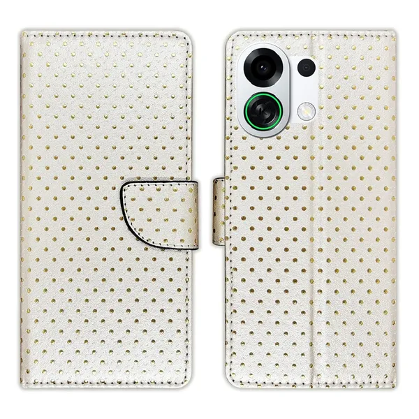 Silver_Dot_Flip_Cover_for_Oppo_K13_Turbo_5G|_Leather_Finish|Shock_Proof|Magnetic_Clouser_Compatible_with_Oppo_K13_Turbo_5G_(White)