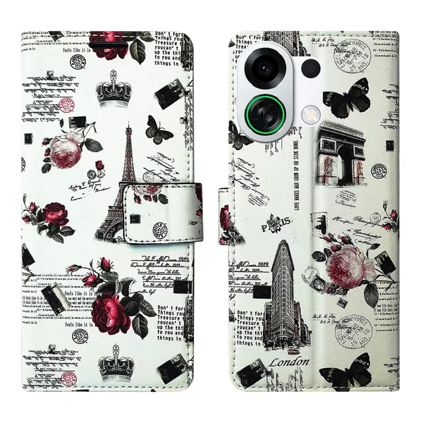 White_Tower_Flip_Cover_for_Oppo_K13_Turbo_5G|_Leather_Finish|Shock_Proof|Magnetic_Clouser_Compatible_with_Oppo_K13_Turbo_5G_(White)