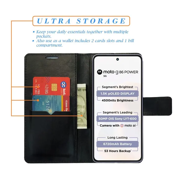 Check_Flip_Cover_for_Moto_G86_Power_5G|_Leather_Finish|Shock_Proof|Magnetic_Clouser_Compatible_with_Moto_G86_Power_5G_(Multicolor)