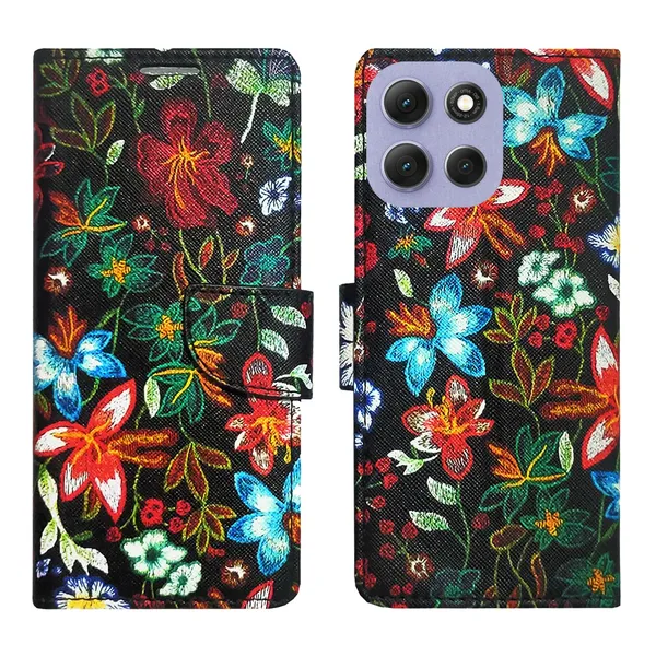 Black_Pattern_Flip_Cover_for_Moto_G86_Power_5G|_Leather_Finish|Shock_Proof|Magnetic_Clouser_Compatible_with_Moto_G86_Power_5G_(Black)