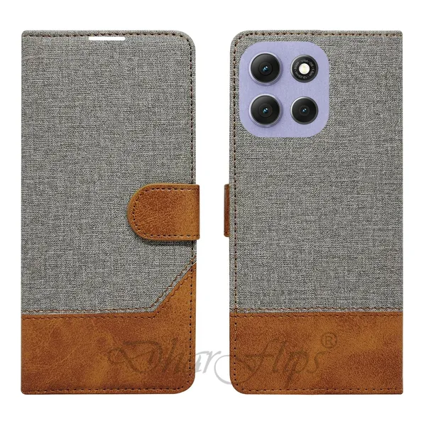 Khadi_Gray_Flip_Cover_for_Moto_G86_Power_5G|_Leather_Finish|Shock_Proof|Magnetic_Clouser_Compatible_with_Moto_G86_Power_5G_(Gray)