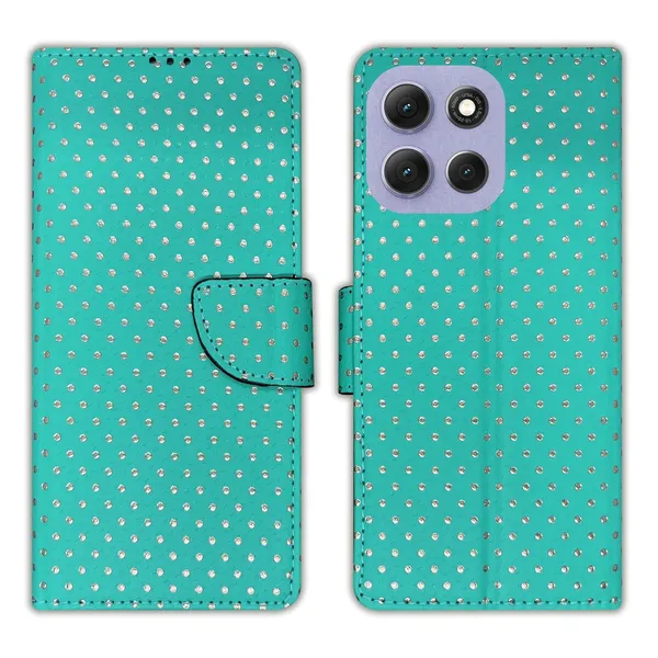 Aqua_Marine_Green_Dot_Flip_Cover_for_Moto_G86_Power_5G|_Leather_Finish|Shock_Proof|Magnetic_Clouser_Compatible_with_Moto_G86_Power_5G_(Green)