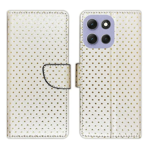 Silver_Dot_Flip_Cover_for_Moto_G86_Power_5G|_Leather_Finish|Shock_Proof|Magnetic_Clouser_Compatible_with_Moto_G86_Power_5G_(White)