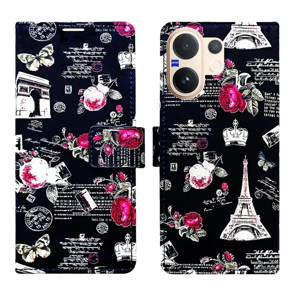 Black_Tower_Flip_Cover_for_Vivo_V60_5G|_Leather_Finish|Shock_Proof|Magnetic_Clouser_Compatible_with_Vivo_V60_5G_(Black)