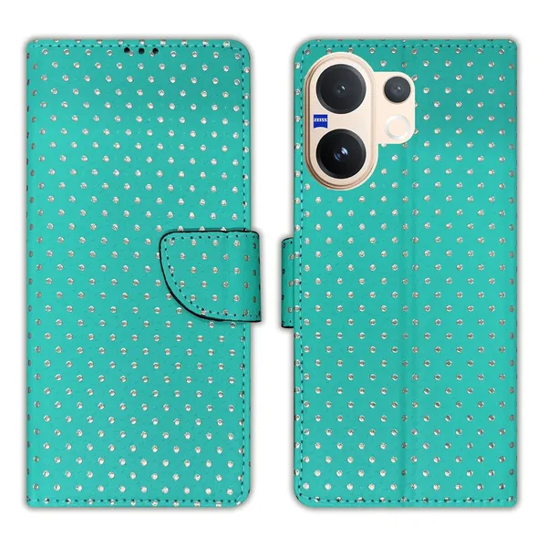 Aqua_Marine_Green_Dot_Flip_Cover_for_Vivo_V60_5G|_Leather_Finish|Shock_Proof|Magnetic_Clouser_Compatible_with_Vivo_V60_5G_(Green)