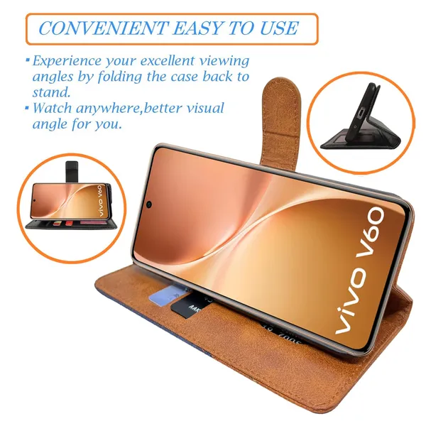 Khadi_Brown_Flip_Cover_for_Vivo_V60_5G|_Leather_Finish|Shock_Proof|Magnetic_Clouser_Compatible_with_Vivo_V60_5G_(Brown)