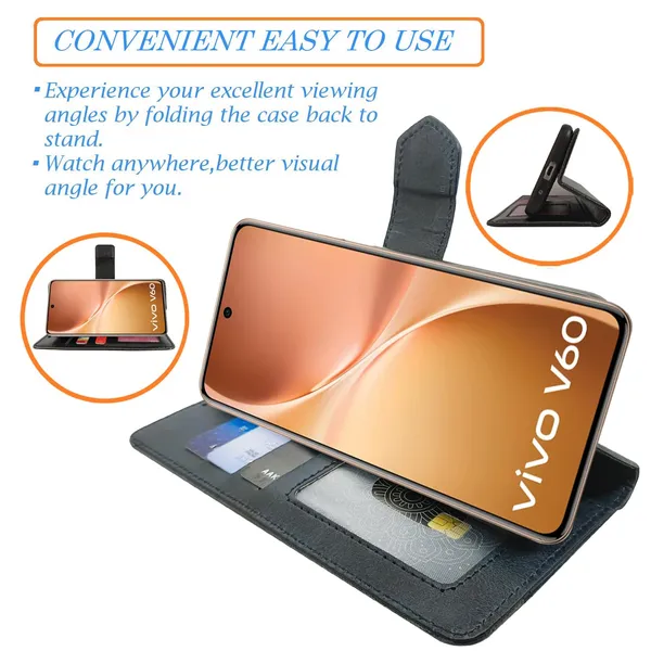 Kite_Blue_Flip_Cover_for_Vivo_V60_5G|_Leather_Finish|Shock_Proof|Magnetic_Clouser_Compatible_with_Vivo_V60_5G_(Blue)