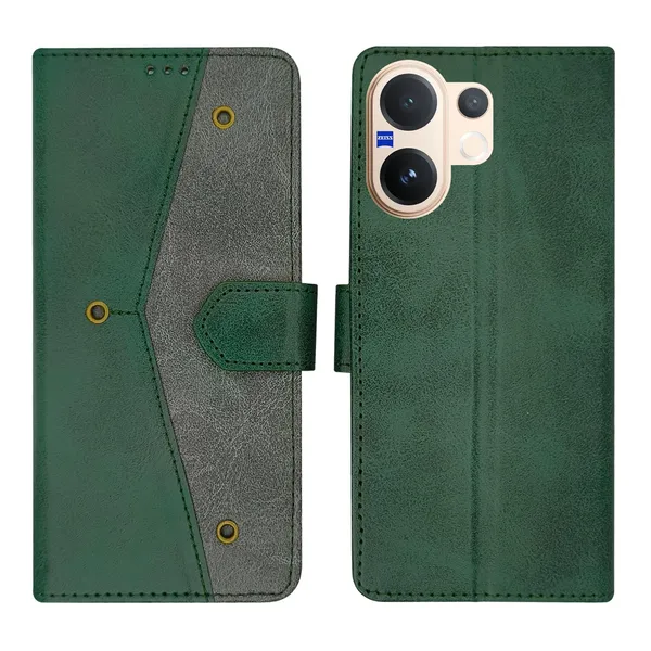 Kite_Green_Flip_Cover_for_Vivo_V60_5G|_Leather_Finish|Shock_Proof|Magnetic_Clouser_Compatible_with_Vivo_V60_5G_(Green)