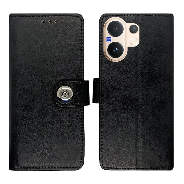 Manjoor_Black_Flip_Cover_for_Vivo_V60_5G|_Leather_Finish|Shock_Proof|Magnetic_Clouser_Compatible_with_Vivo_V60_5G_(Black)