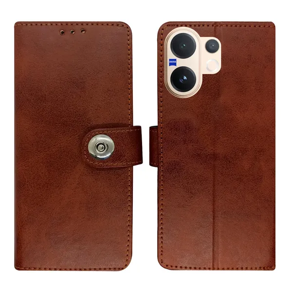 Manjoor_Brown_Flip_Cover_for_Vivo_V60_5G|_Leather_Finish|Shock_Proof|Magnetic_Clouser_Compatible_with_Vivo_V60_5G_(Brown)