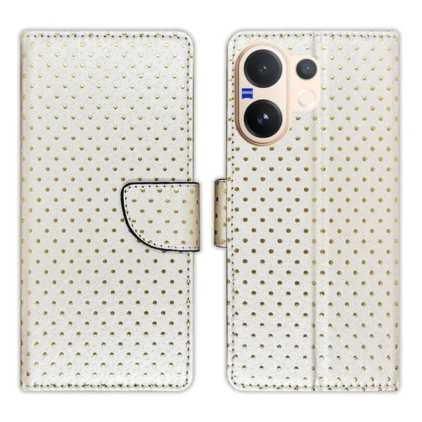 Silver_Dot_Flip_Cover_for_Vivo_V60_5G|_Leather_Finish|Shock_Proof|Magnetic_Clouser_Compatible_with_Vivo_V60_5G_(White)