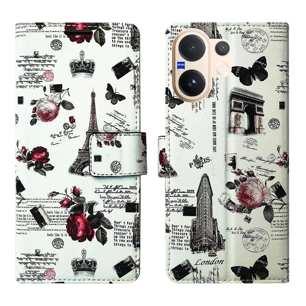 White_Tower_Flip_Cover_for_Vivo_V60_5G|_Leather_Finish|Shock_Proof|Magnetic_Clouser_Compatible_with_Vivo_V60_5G_(White)