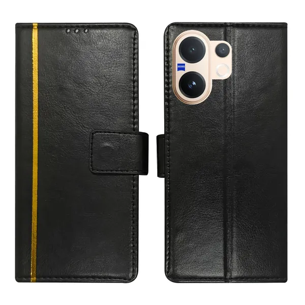Black_GP_Flip_Cover_for_Vivo_V60_5G|_Leather_Finish|Shock_Proof|Magnetic_Clouser_Compatible_with_Vivo_V60_5G_(Black)