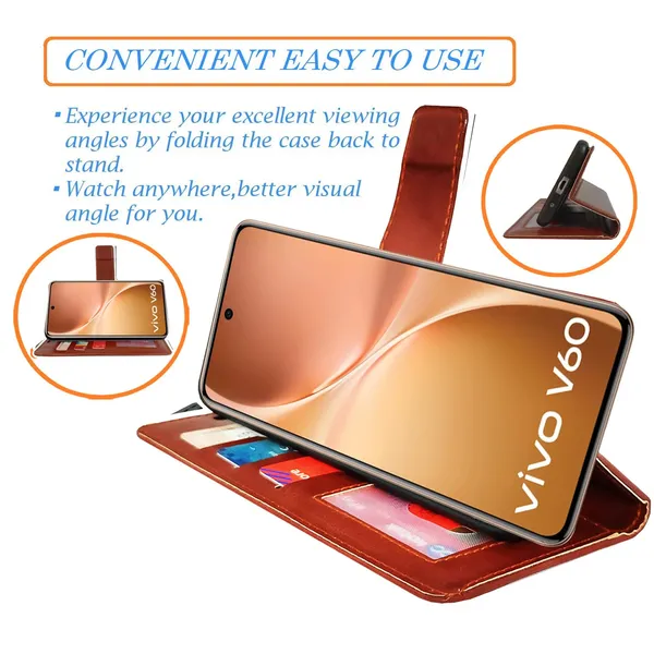 Brown_GP_Flip_Cover_for_Vivo_V60_5G|_Leather_Finish|Shock_Proof|Magnetic_Clouser_Compatible_with_Vivo_V60_5G_(Brown)