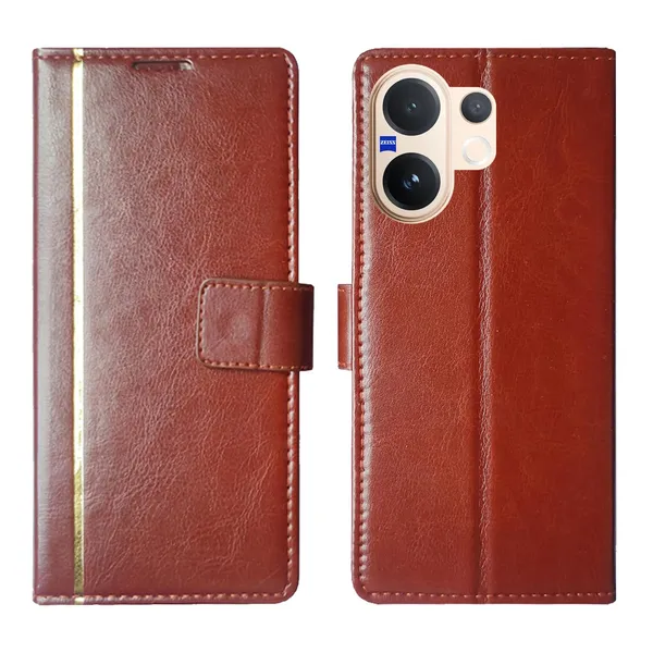 Brown_GP_Flip_Cover_for_Vivo_V60_5G|_Leather_Finish|Shock_Proof|Magnetic_Clouser_Compatible_with_Vivo_V60_5G_(Brown)
