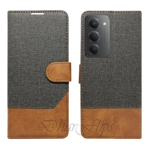 Khadi_Black_Flip_Cover_for_Redmi_15_5G|_Leather_Finish|Shock_Proof|Magnetic_Clouser_Compatible_with_Redmi_15_5G_(Black)