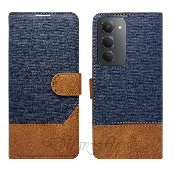 Khadi_Blue_Flip_Cover_for_Redmi_15_5G|_Leather_Finish|Shock_Proof|Magnetic_Clouser_Compatible_with_Redmi_15_5G_(Blue)