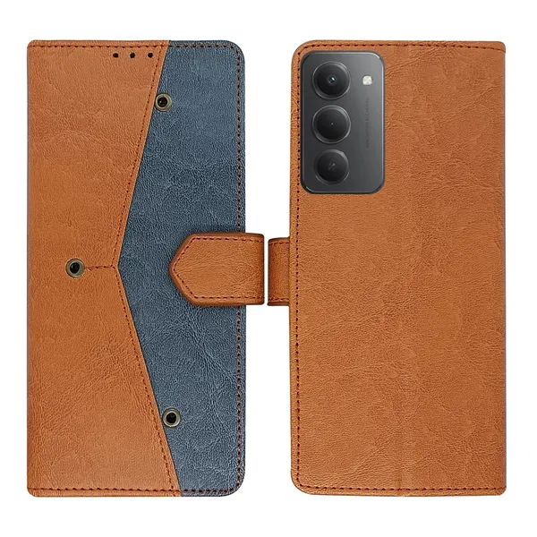 Kite_Brown_Flip_Cover_for_Redmi_15_5G|_Leather_Finish|Shock_Proof|Magnetic_Clouser_Compatible_with_Redmi_15_5G_(Brown)