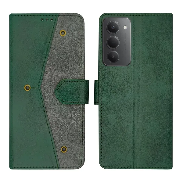Kite_Green_Flip_Cover_for_Redmi_15_5G|_Leather_Finish|Shock_Proof|Magnetic_Clouser_Compatible_with_Redmi_15_5G_(Green)