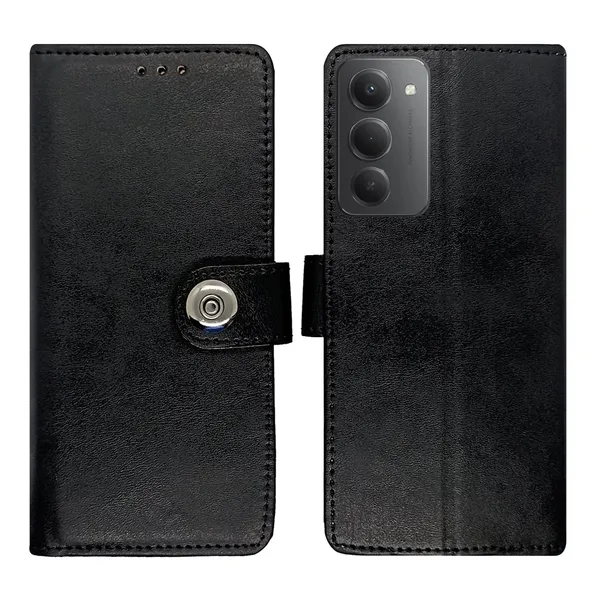 Manjoor_Black_Flip_Cover_for_Redmi_15_5G|_Leather_Finish|Shock_Proof|Magnetic_Clouser_Compatible_with_Redmi_15_5G_(Black)