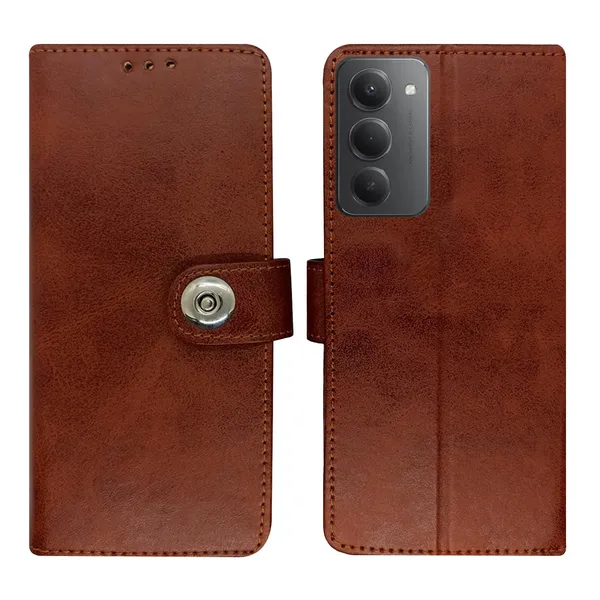 Manjoor_Brown_Flip_Cover_for_Redmi_15_5G|_Leather_Finish|Shock_Proof|Magnetic_Clouser_Compatible_with_Redmi_15_5G_(Brown)
