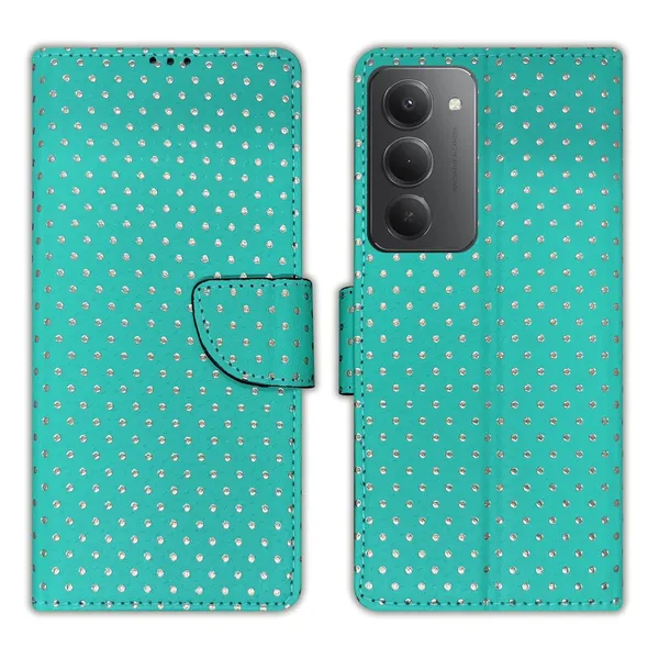 Aqua_Marine_Green_Dot_Flip_Cover_for_Redmi_15_5G|_Leather_Finish|Shock_Proof|Magnetic_Clouser_Compatible_with_Redmi_15_5G_(Green)