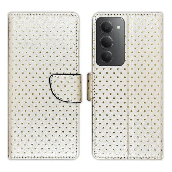 Silver_Dot_Flip_Cover_for_Redmi_15_5G|_Leather_Finish|Shock_Proof|Magnetic_Clouser_Compatible_with_Redmi_15_5G_(White)