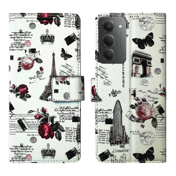 White_Tower_Flip_Cover_for_Redmi_15_5G|_Leather_Finish|Shock_Proof|Magnetic_Clouser_Compatible_with_Redmi_15_5G_(White)