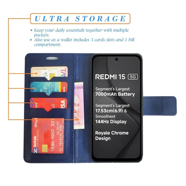 Blue_GP_Flip_Cover_for_Redmi_15_5G|_Leather_Finish|Shock_Proof|Magnetic_Clouser_Compatible_with_Redmi_15_5G_(Blue)
