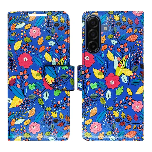 Garden_Blue_Flip_Cover_for_Samsung_A17_5G|_Leather_Finish|Shock_Proof|Magnetic_Clouser_Compatible_with_Samsung_A17_5G_(Blue)