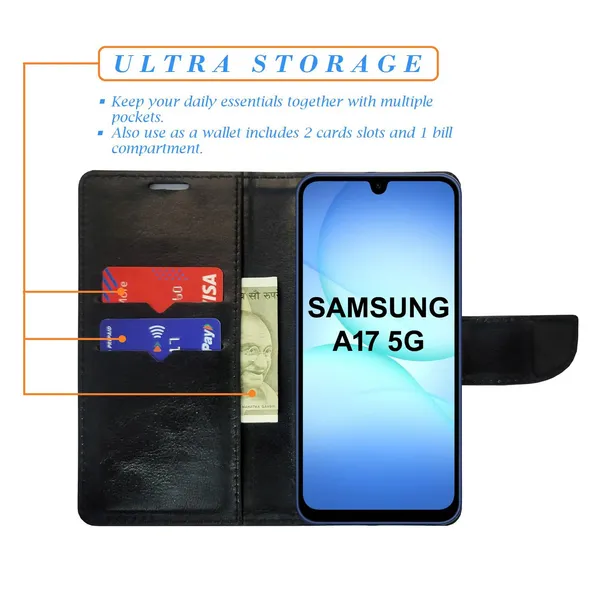Garden_Blue_Flip_Cover_for_Samsung_A17_5G|_Leather_Finish|Shock_Proof|Magnetic_Clouser_Compatible_with_Samsung_A17_5G_(Blue)