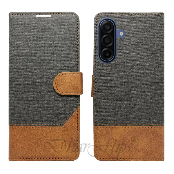 Khadi_Black_Flip_Cover_for_Samsung_A17_5G|_Leather_Finish|Shock_Proof|Magnetic_Clouser_Compatible_with_Samsung_A17_5G_(Black)
