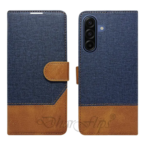 Khadi_Blue_Flip_Cover_for_Samsung_A17_5G|_Leather_Finish|Shock_Proof|Magnetic_Clouser_Compatible_with_Samsung_A17_5G_(Blue)
