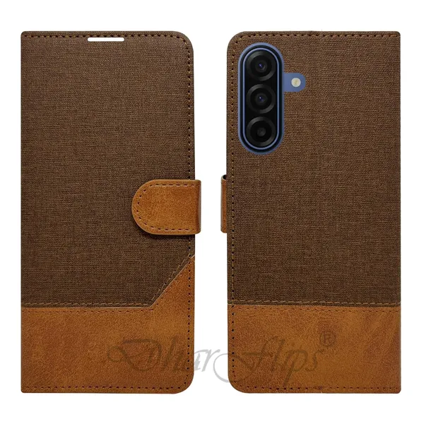 Khadi_Brown_Flip_Cover_for_Samsung_A17_5G|_Leather_Finish|Shock_Proof|Magnetic_Clouser_Compatible_with_Samsung_A17_5G_(Brown)