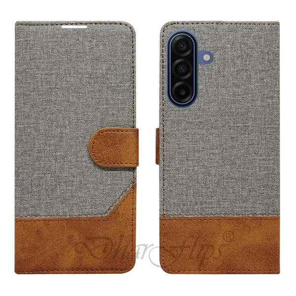 Khadi_Gray_Flip_Cover_for_Samsung_A17_5G|_Leather_Finish|Shock_Proof|Magnetic_Clouser_Compatible_with_Samsung_A17_5G_(Gray)