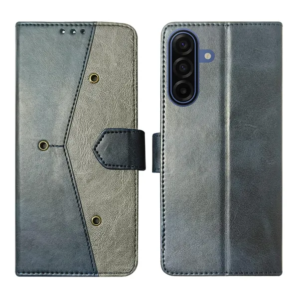 Kite_Blue_Flip_Cover_for_Samsung_A17_5G|_Leather_Finish|Shock_Proof|Magnetic_Clouser_Compatible_with_Samsung_A17_5G_(Blue)