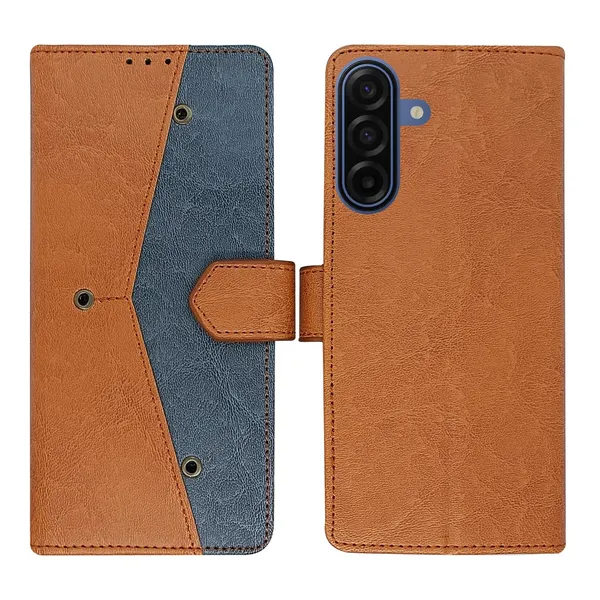 Kite_Brown_Flip_Cover_for_Samsung_A17_5G|_Leather_Finish|Shock_Proof|Magnetic_Clouser_Compatible_with_Samsung_A17_5G_(Brown)