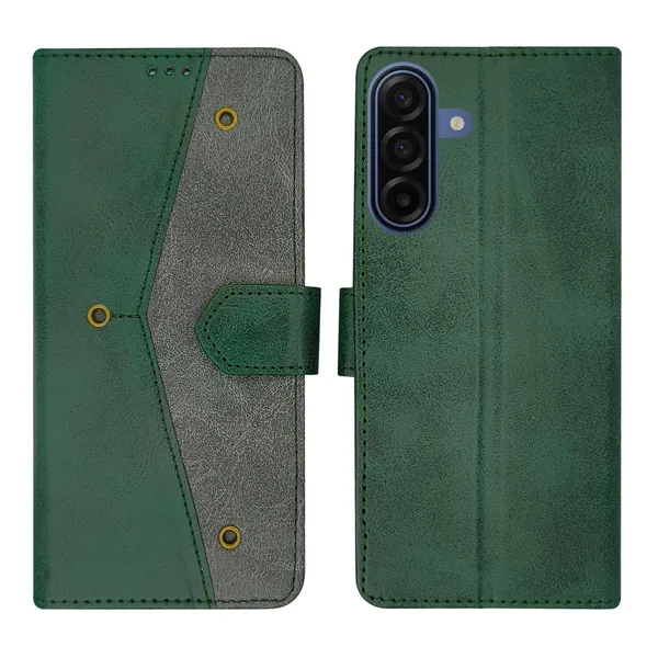 Kite_Green_Flip_Cover_for_Samsung_A17_5G|_Leather_Finish|Shock_Proof|Magnetic_Clouser_Compatible_with_Samsung_A17_5G_(Green)