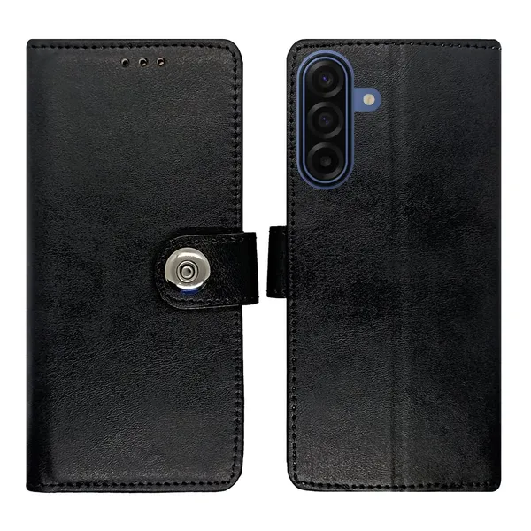 Manjoor_Black_Flip_Cover_for_Samsung_A17_5G|_Leather_Finish|Shock_Proof|Magnetic_Clouser_Compatible_with_Samsung_A17_5G_(Black)