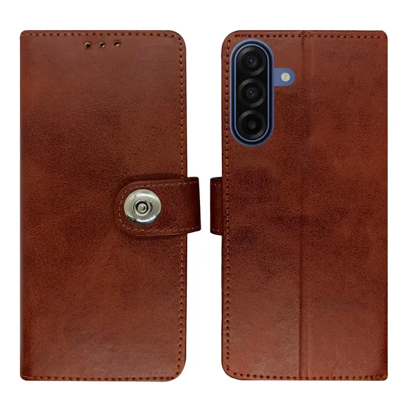 Manjoor_Brown_Flip_Cover_for_Samsung_A17_5G|_Leather_Finish|Shock_Proof|Magnetic_Clouser_Compatible_with_Samsung_A17_5G_(Brown)