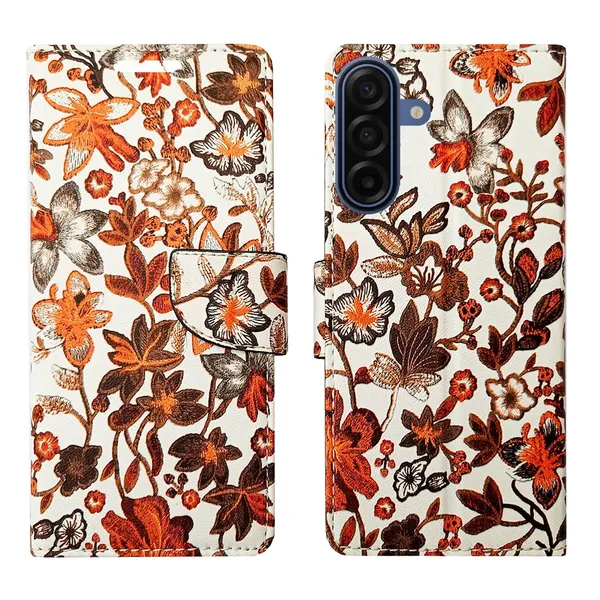 Orange_Pattern_Flip_Cover_for_Samsung_A17_5G|_Leather_Finish|Shock_Proof|Magnetic_Clouser_Compatible_with_Samsung_A17_5G_(Orange)