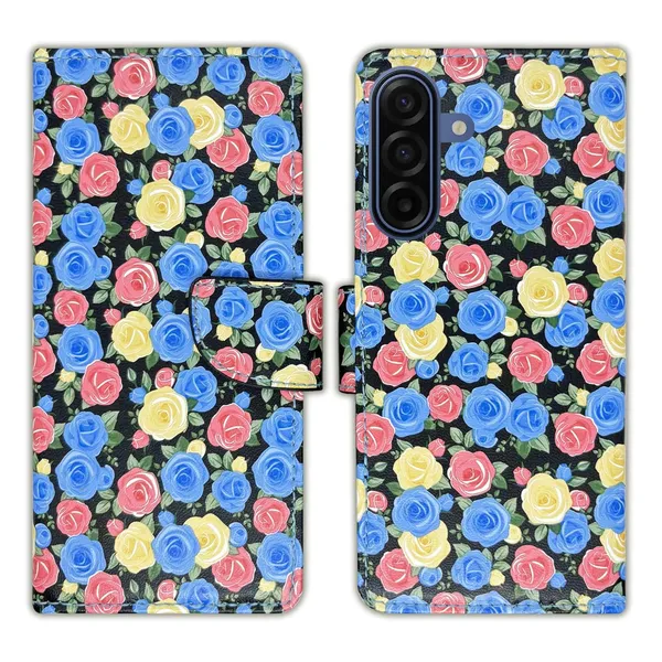 Rose_Blue_Flip_Cover_for_Samsung_A17_5G|_Leather_Finish|Shock_Proof|Magnetic_Clouser_Compatible_with_Samsung_A17_5G_(Blue)